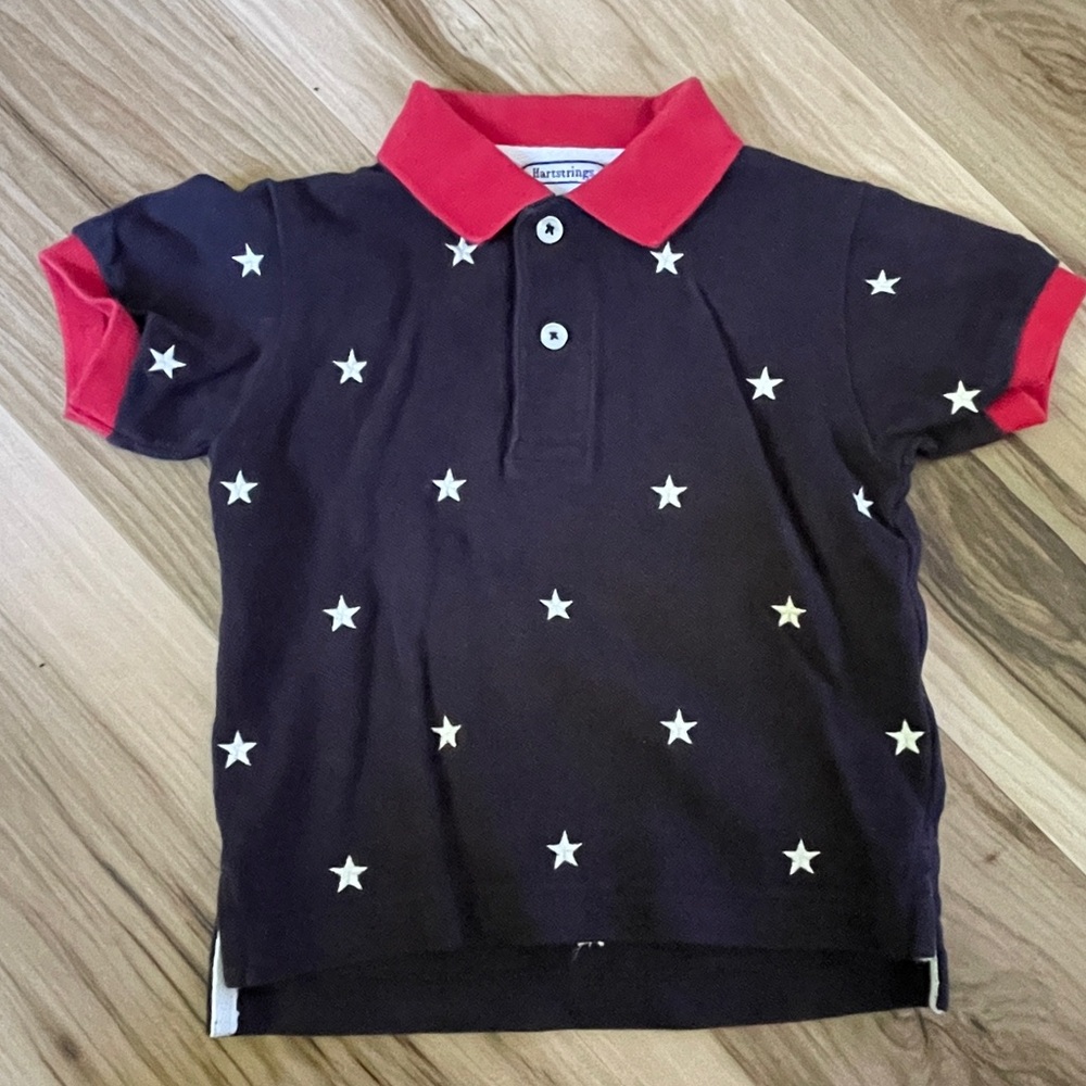 Hartstrings Patriotic Start Polo Red White Blue Size 18 Months.   A